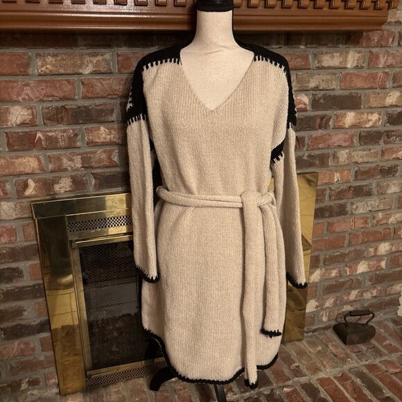 SHEIN Ladies Heavy Beige Knit Sweater Dress Size Medium - Picture 1 of 6